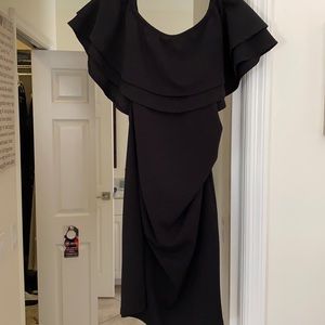 Worn once, black, off the shoulder maternity dress